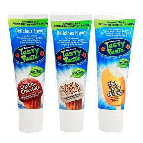 Tanner's Tasty Paste Variety (Vanilla, Chocolate & Orange) Anticavity Fluoride Children’s Toothpaste, Great Tasting Flavors. Safe & Effective for Kids (3-Pack)