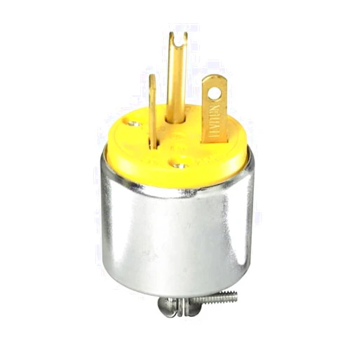 Leviton 620PA 20 Amp, 250 Volt, Armored, Grounding Plug, Steel , Yellow