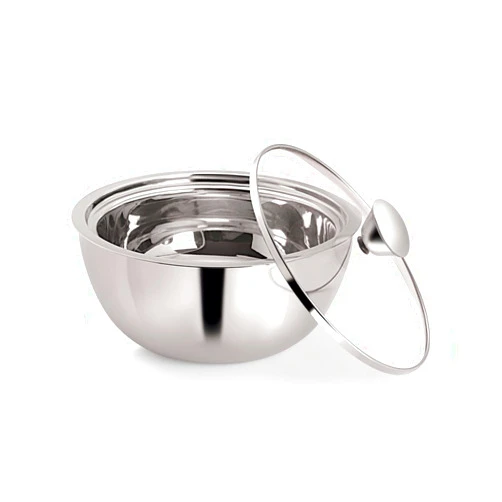 NanoNine Gravy Pot Double Wall Insulated Stainless Steel Serve Fresh Casserole With Glass Lid, 2.9 L, 1 Pc
