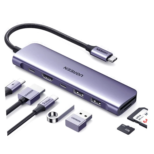 UGREEN Revodok 1071 USB C Hub for Laptop 7 in 1 Dock 4K HDMI, 100W PD Charging, USB-C & 2 USB-A 5Gbps Data Ports, SD/TF Card Reader for MacBook Pro/Air, iPad Pro, XPS, Thinkpad