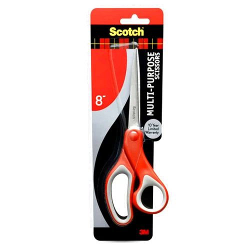 Scotch 8 Inch Multi-Purpose Scissors, Great for Everyday Use (1428),Red/Grey