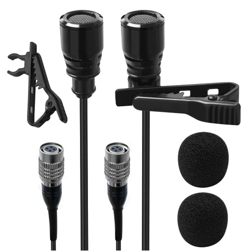 Akoree 2 Pack Lavalier Lapel Microphone Super Cardioid Mic for Audio-Technica Unidirectional Condenser Clip-on Lapel Mic Hirose 4 Pin Plug Connector Voice Amplifier