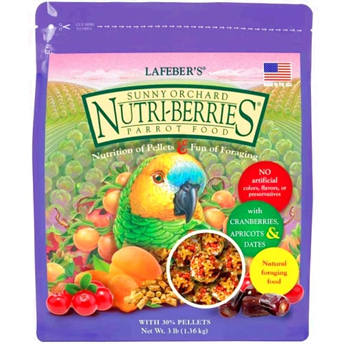 LAFEBER'S Sunny Orchard Nutri-Berries Pet Bird Food, Made with Non-GMO and Human-Grade Ingredients, for Parrots, 3 lb