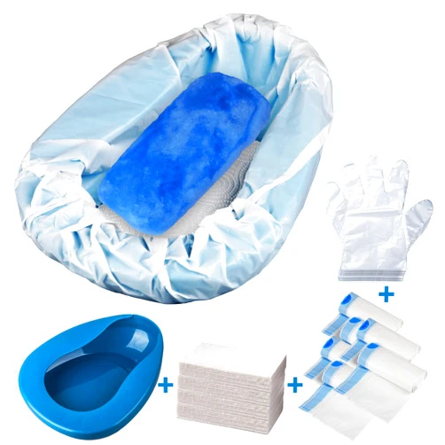 MINIVON Bedpan Set with 30 Disposable Liners, Super Absorbent Pads and Gloves - Pack 30 Count - Bed Pan for Elderly Women Females Bedridden Patients, Bedpan for Men