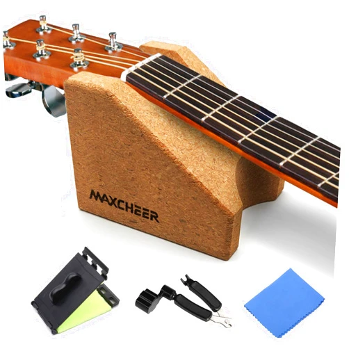 MAXCHEER Guitar Neck Rest, Brown Cork Guitar Neck Cradle Support Pillow, Suitable for Acoustic, Electric Guitars, Ukuleles, Violins, Banjos, Bass, Mandolin
