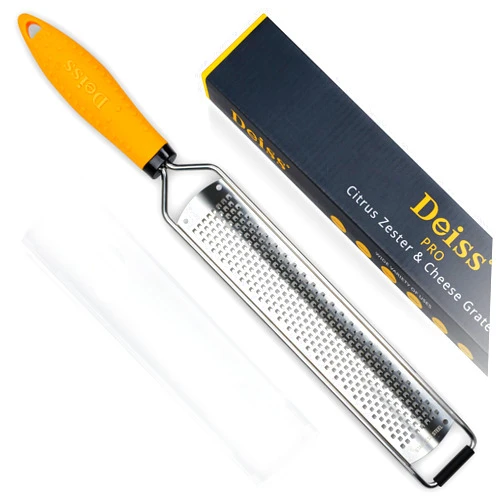 Deiss PRO Lemon Zester & Heavy Duty Cheese Grater & Vegetable Grater — Parmesan Cheese Lemon, Garlic, Nutmeg, Chocolate, Fruits, Vegetables, Ginger Grater - Cheese Shredder & Stainless Steel Grater