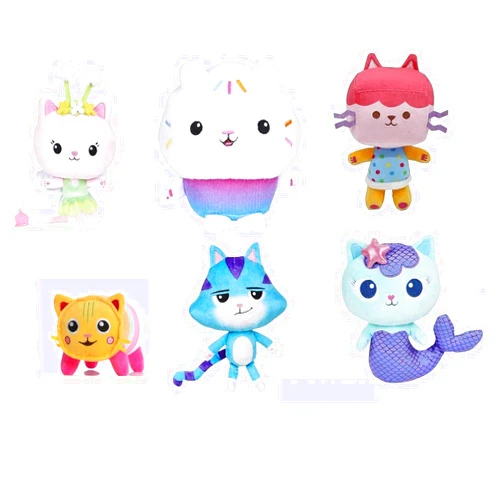 CROXAM Cute Plush Toys Collection, 7-8 inch Soft and Cuddly Stuffed Purr-ific Plush Toys for Kids Ages 3 and up, 6-Pack with Cat Rat, Baby Box, Cakey, Pillow cat, Mer cat and Fairy (6-Pack)