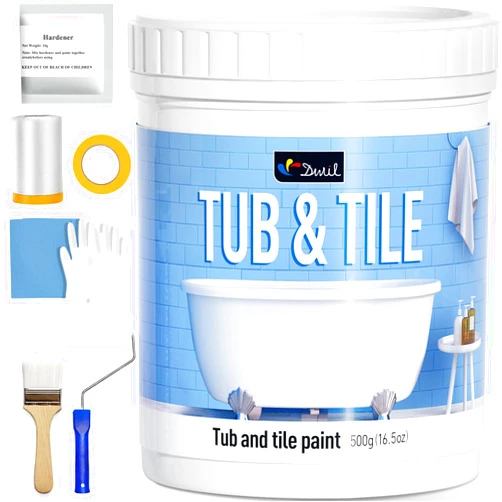 DWIL Tile Paint, Tub and Tile Refinishing Kit with Tools, Tub Refinishing Kit White Bathtub Paint Water Based &Low Odor, Easy to Use Sink Paint for Bathroom Kitchen, Semi-Gloss White, 25-30sq.ft