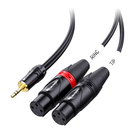 Cable Matters 3.5mm 1/8 Inch TRS to 2 XLR Cable 6 ft, Male to Female Aux to Dual XLR Breakout Cable