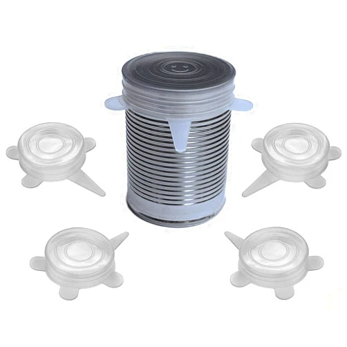 Spoiled Pet Pet and Human Food Can Lids - 4 Pack - Stretchable Silicone Covers for Cat and Dog Canned Food Storage - Universal Fitting Tops for Small Sized Cans - Keeps Food Fresh
