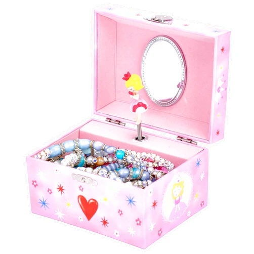 Jewelkeeper Musical Jewelry Box for Girls - Heart Princess - Ballerina Design with Classic Music - Storage Holder with Secure Drawer for Necklace, Rings, Earrings, Bracelets - 3.1