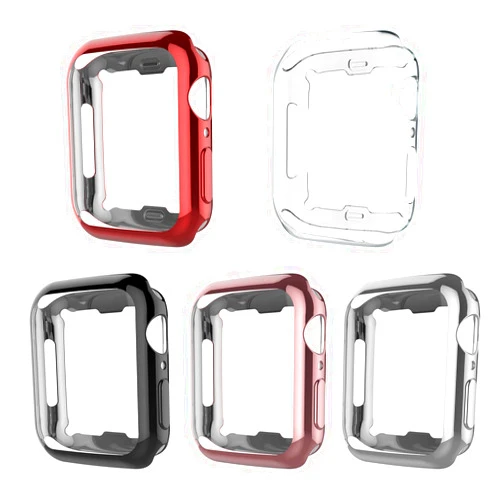 EBIZCITY [5 Pack] EBIZCITY Compatible for Apple Watch Series 3 / Series 2 Case with Screen Protector 38mm Overall Protective Case TPU HD Clear Ultra-Thin Cover for iWatch 3/2 (Clear+Black+Rose Gold+Silver+Red)