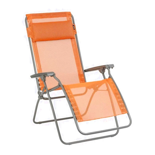 Lafuma R Clip Compact Foldable Portable Zero Gravity Relaxation Garden Patio Beach Chair Recliner with Removable Adjustable Headrest, Clementine