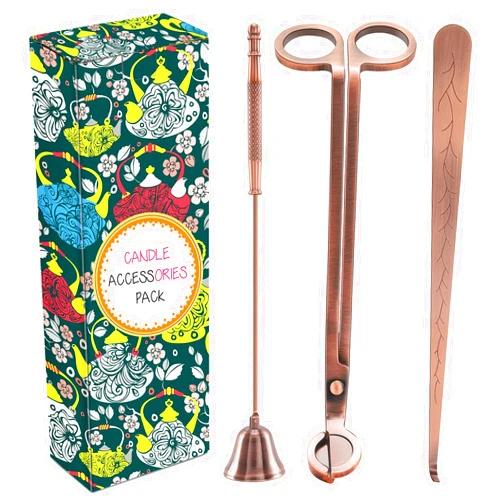 DANGSHAN 3 in 1 Candle Accessory Set, Candle Wick Trimmer Candle Snuffer Candle Wick Dipper for Candle Lover (Dark Copper)