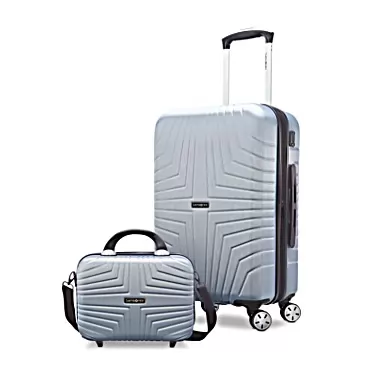 Samsonite Hers N Hers Luggage with Spinner Wheels, 2-Piece Set (BeautyCrate plus Carry-On), Brushed Silver 2-Piece Set (BeautyCrate plus Carry-On) Brushed Silver
