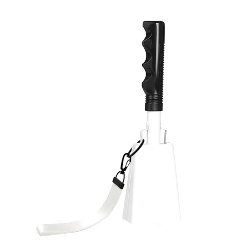 Hordolry 10inch Metal Cowbells with Handle, 1Pcs Cow Bells with Wrist Strap for Sporting Events, Football Games,Party, Concert, Graduations, Farm Ranch, White