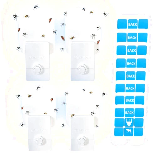 BAIMNOCM Plug in Bug Light Trap, Flying Insect Trap, Mosquito Killer, Indoor Fly Trap for Gnat Moth Houseflies Fruit Flies, White, 4 Device&8 Refill