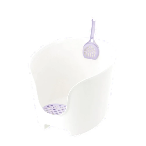 Richell 60019 Paw Trax High Wall Cat Litter Box White & Lavender