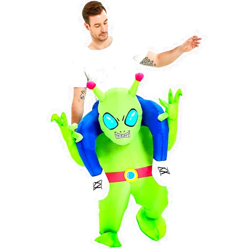 JUROSAICA Inflatable Alien Costume Adult Blow Up Costumes Alien Suit Onesie Ride On Fancy Party Cosplay Dress Halloween Costumes For Men Women