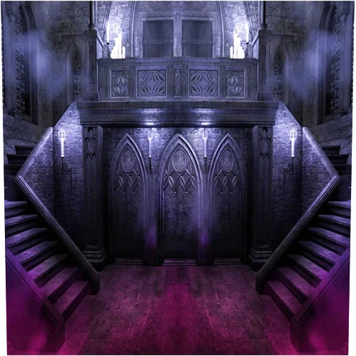 AOFOTO 10x10ft Vintage Castle Gloomy Gothic Style Backdrop Bloody Hazy Mist Scary Medieval Retro Photography Background Halloween Horrible Room Interior Stone Wall Candle Stair Vampire Ghost Portrait