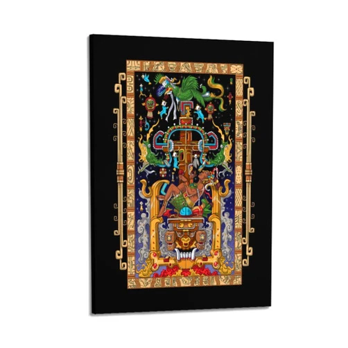 KJMN Mayan King Pakal Canvas Poster Ancient Mayan Astronaut Art Print Mexican Aztec Poster Poster for Room Aesthetic Posters & Prints on Canvas Wall Art Poster for Room 12x18inch(30x45cm)