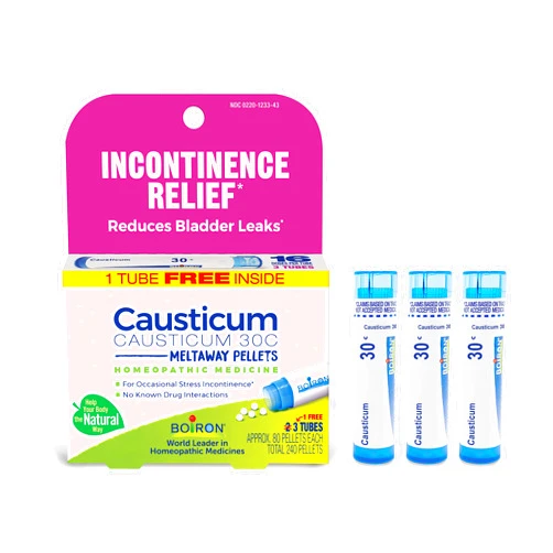 Boiron Causticum 30C Homeopathic Medicine for Incontinence Relief, and Reduces Bladder Leaks - 3 Count (240 Pellets)