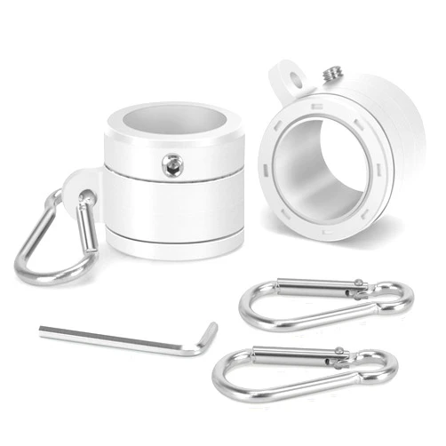 Yeesun 2 Pack Flag Pole Rings,360° Rotating Anti Wrap Flag Mounting Ring,Spinning Flag Pole Kit with Carabiner for 0.75-1.02 Inch Diameter Flagpole(White)