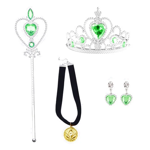 AHLPO 4Pcs Princess Dress Up Accessories, Elsa Dress Up Party Accessories Set for Princess Costume Elsa Crown Wand for Girls