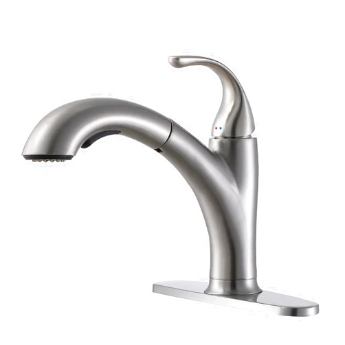 IKEBANA Kitchen Faucet with Sprayer Brushed Nickel, RV Kitchen Sink Faucet, Stainless Steel Pull Out Faucet for Kitchen Sink,1 or 3 Hole Small Kitchen Faucets with Deck Plate and Supply Hoses