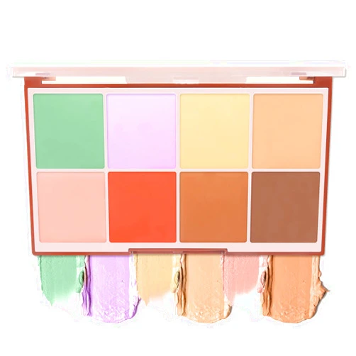 MARBUROLY Face Color Corrector Palette, 8 Colors Correcting Contour Cream Makeup Palette, Green Peach Red Yellow Concealer Facial Camouflage Contouring Pallet for Redness Dark Circles (01)