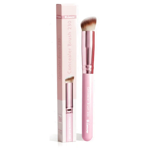 Lamora Concealer Makeup Brush Under Eye - Mini Angled Flat Top Kabuki Nose Contour Brush - Ideal for Concealing Blending Setting Buffing with Powder Liquid Cream Cosmetic - Pro Small Foundation Brush