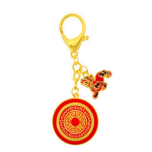 Fengshuisale Feng Shui Dakini Wealth Pi Yao/Pi Xiu/Brave Troops/Kylin Red Tibetan Hanging Round Keychain W4335