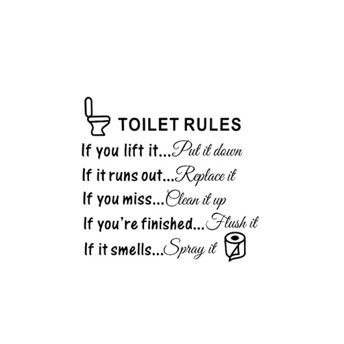 Bestjybt DIY Removable Toilet Rules Wall Quotes Stickers Washroom Bathroom Decals WC Sign Vinyl Art Decor for Kids Living Room Home Decorations