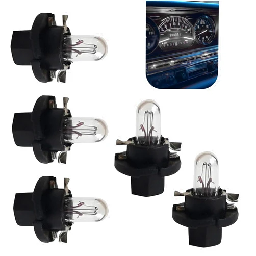 Polcatay 5 PCS T5 Dashboard Light, 12 V 1.2 W DB501 BX8.4d High Brightness Waterproof Bulb, High Temperature Resistant Glass Lamp Housing Plug and Play Instrument Cluster Bulbs, for Most Cars (White)