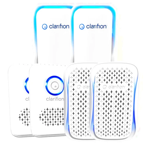 Clarifion Air Ionizer (2 Pack), Clarifion DSTx Portable Air Purifier (2 Pack), and Clarifion ODRx UV-C Light Sanitizer (2 Pack) Bundle