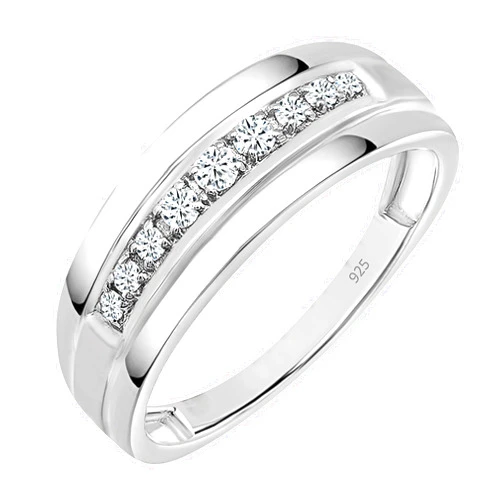 Dazzlingrock Collection 0.23 Ctw Round Diamond Nine Stone Single Row Wedding Band for Men in 925 Sterling Silver