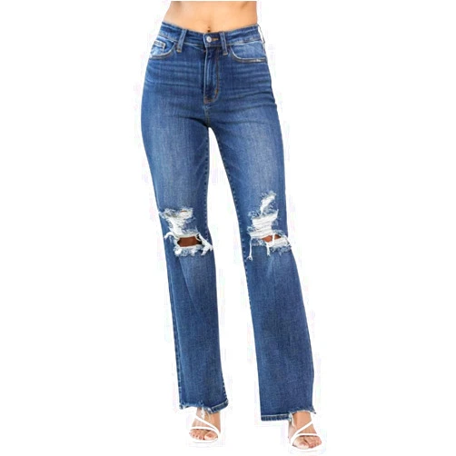 Judy Blue High Waist 90's Knee Destroy Straight