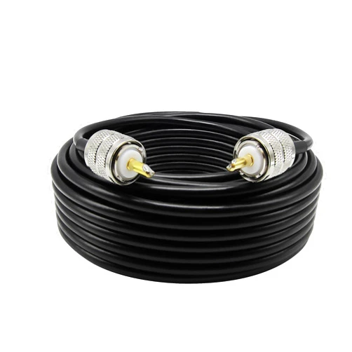 Rydocyee CB Coax Cable 50 Feet Solid Copper, UHF Male PL-259 to UHF Male PL-259 Low Loss, RG58 Coaxial Cable 50 Ohm Coax for CB Radio, Ham Radio, SWR Meter, Police Scanner, Antenna Tuner (50FT)