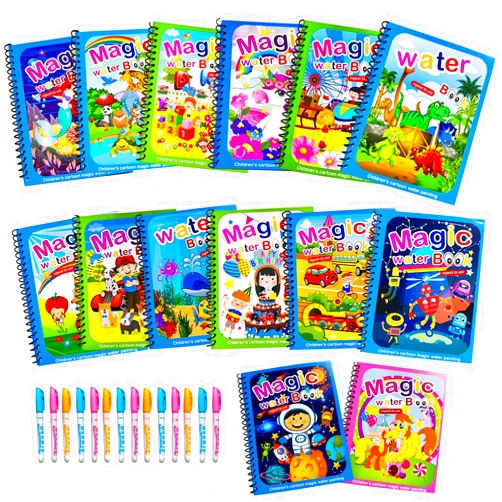 Cmaqpw 14 Pack Water Coloring Books,Water Doodle Book Toys,Reusable Water Painting Book for Toddlers,Educational Learning Kits Gifts,Best Birthday Gifts