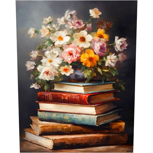 xackcme Book Paint by Numbers for Adults - Paint by Number Flowers on Canvas Without Frame, DIY Vintage Oil Painting for Gift Home Wall Decor (16x20 inch)