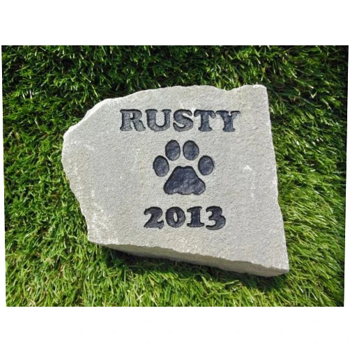 GraphicRocks Sandblast Engraved Gray Stone Pet Memorial Headstone Grave Marker Dog Cat ndpp 6 inches to 8 inches