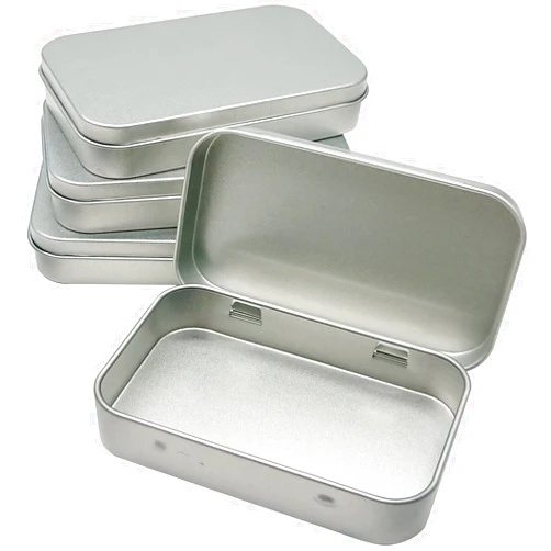 Axe Sickle 20 Pack Tin Box Containers 3.7 x 2.4 x 0.8 Inch Metal Tins Storage Box with Hinge Lids, for Home Storage, Outdoor Active Storage Containers, Home Organizer Small Tins, Silver