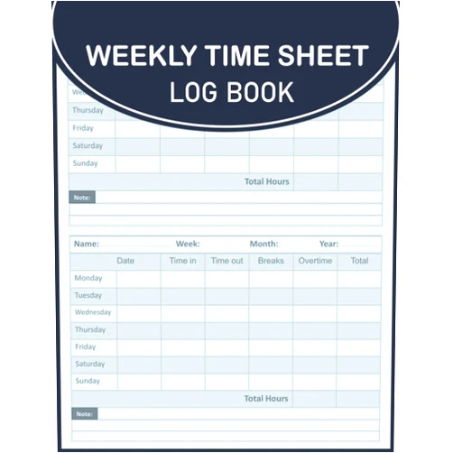 ETime Publisher Weekly Time Sheet Log Book: Undated Timesheet for Employees - Employee Work Hours Record Book with Overtime, 240 Weeks, 120 Pages