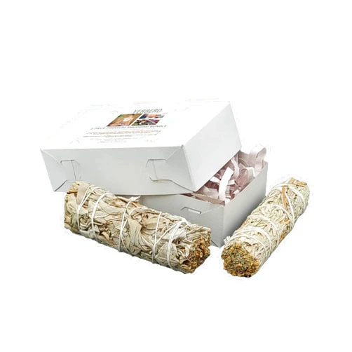 YERBERO (Pack of 2)-Yerbero - Premium 4 Inches Long California White Sage + Blue Prairie Sage | Sahumerios De Salvia Blanca + Salvia Azul | 2 Hand Tied for Home, Meditation, Ceremonial Ritual