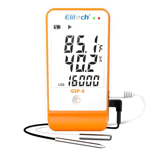 Elitech Digital Temperature Humidity Data Logger Pharmacy DDL with Calibration Certificate to auditor, Refrigerator Thermometer Vaccine Fridge Temperature Monitor Max Min Value GSP-6