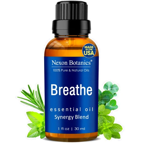 Nexon Botanics Breathe Essential Oil Blend 30 ml - Breath Sinus Relief with Menthol Oils - for Humidifiers, Diffusers, and Aromatherapy - Nexon Botanics