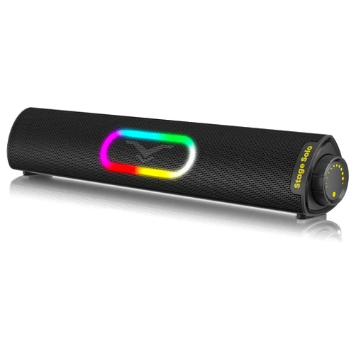 StageSound Solo Computer Speakers for Desktop PC, HiFi Stereo Soundbar with 4 RGB Modes, Bluetooth 5.3 & USB Plug-N-Play & 3.5mm Wired Connection, USB Powered Speakers for PC/Laptop/Desktop/Projector/Gaming
