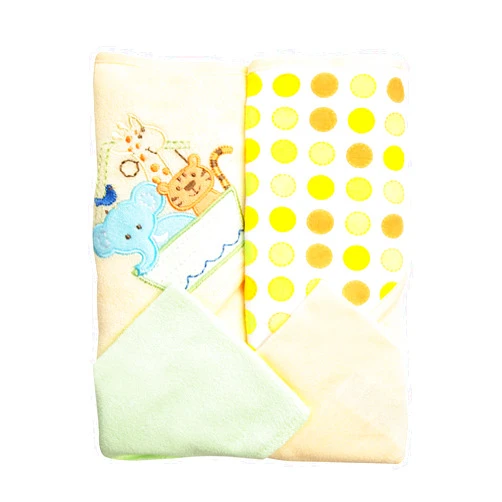 Spasilk Hooded Terry Bath Baby Towel with 2 Washcloths, Baby Bath Essentials, Ark Yellow, Set of 4