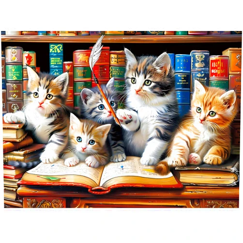 VOLUVOLU 300 Piece Puzzle for Adults, Cats Library Jigsaw Puzzle, Funny Kitten Bookshelf Puzzles, Animal Pet Lover Challenging Puzzles for Friends Family Activity Game Nights Gifts, 20.5x15 in