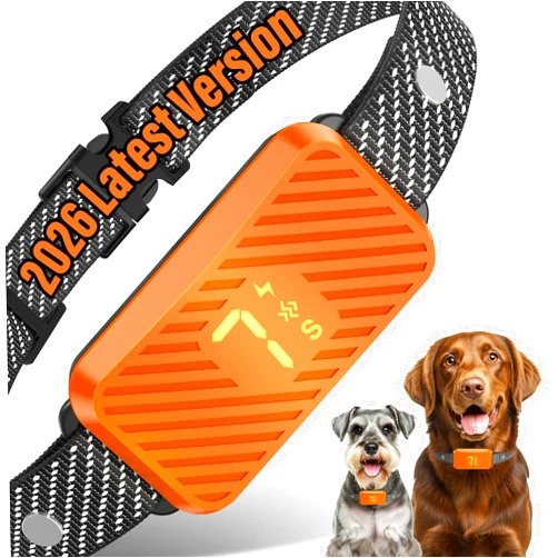 KJKZO Dog Bark Collar for Large Medium Small Dogs, Effective No-Bark Collar, Smart Barking Collar, Rechargeable Bark Collar with 7-Level Sensitivity, 3 B & V Modes, Waterproof, Neon Orange